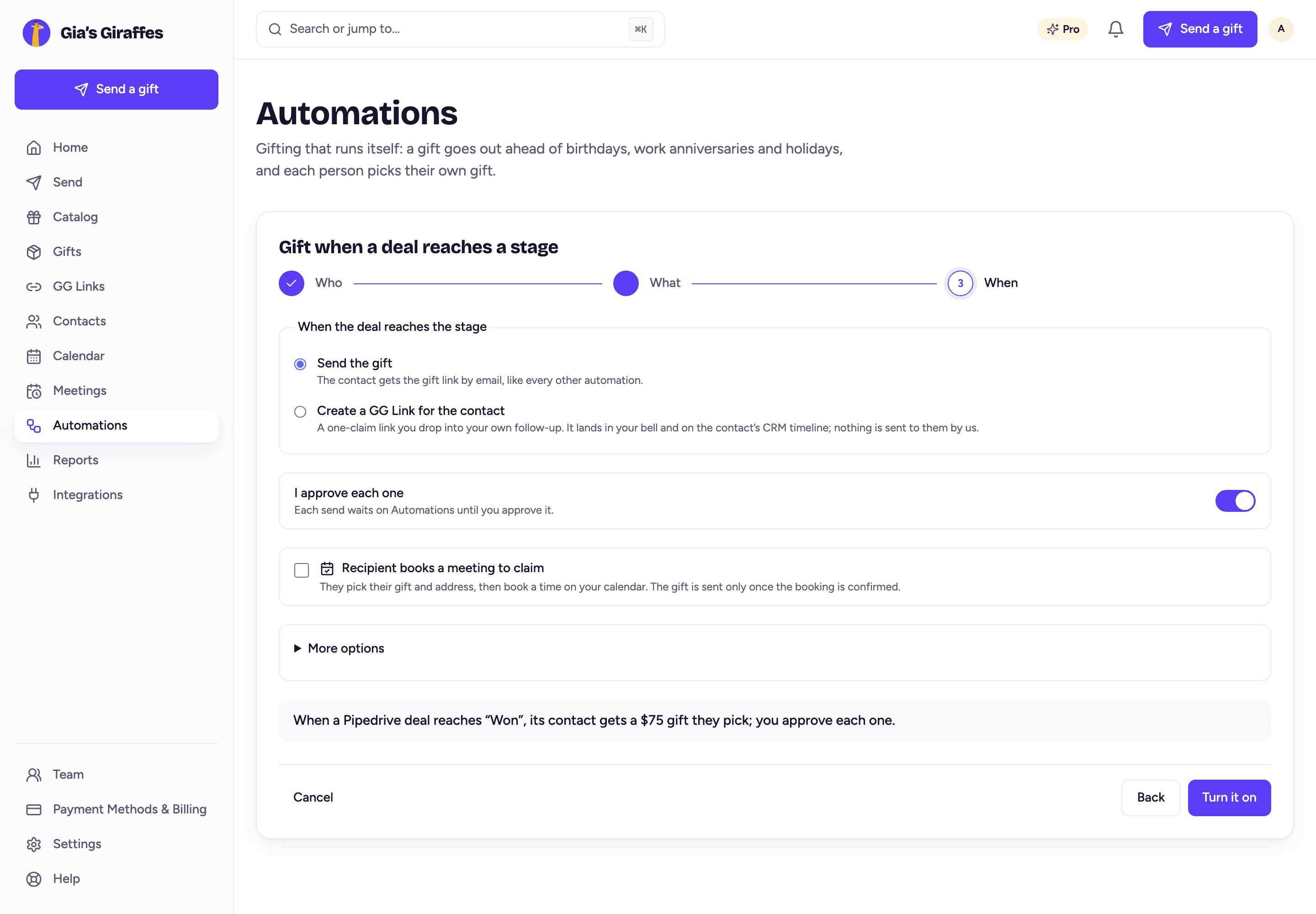 Approval on by default, the meeting option, and the summary